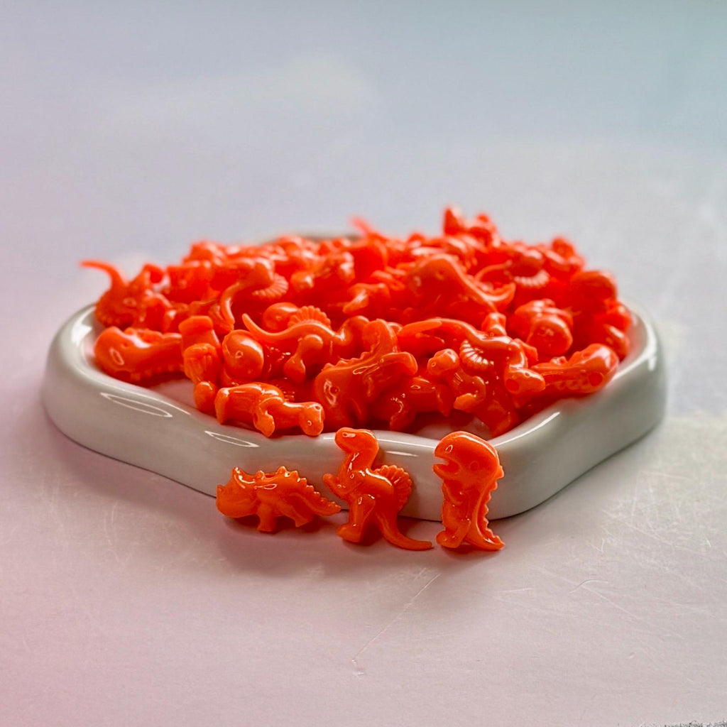 50 pcs Orange Acrylic Dinosaur Beads: Kidcore Crafting, Y2K Jewelry, Kandi