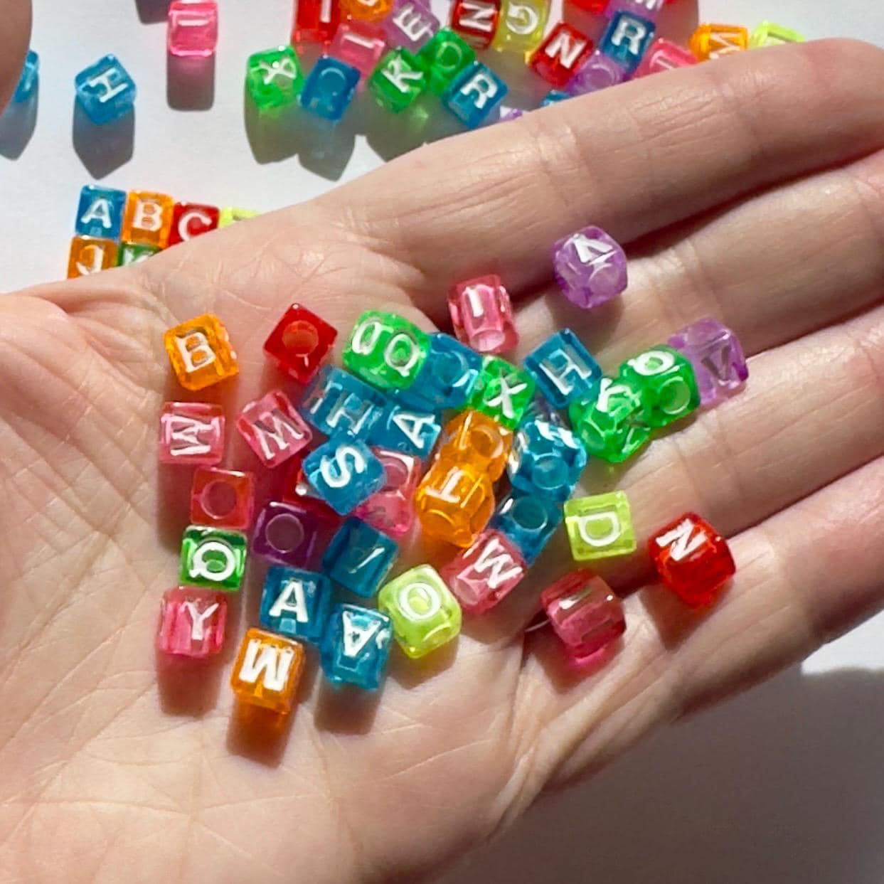 Translucent Alphabet Cube Beads, Vertical Hole, DIY Jewelry Supplies