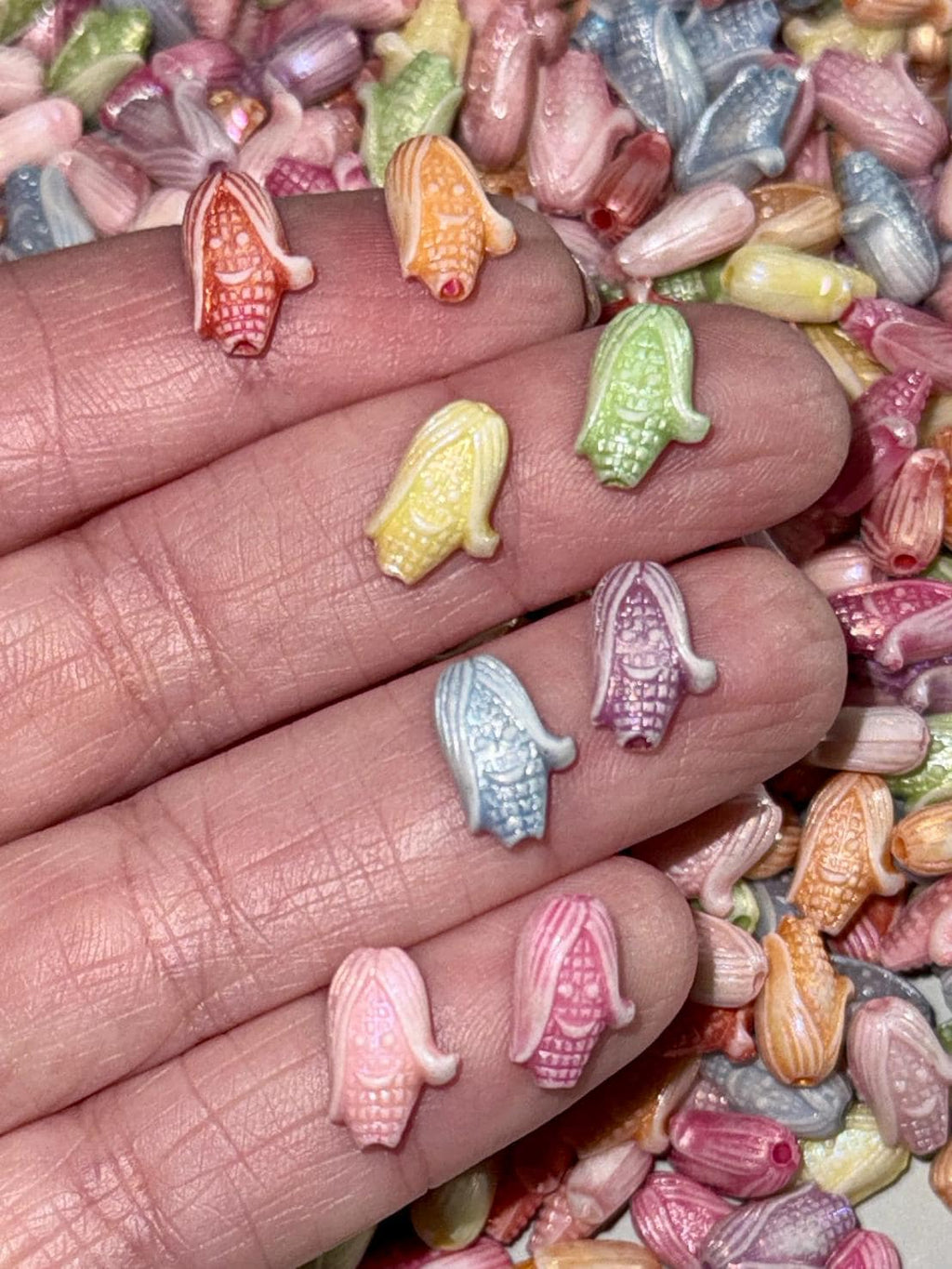 Pastel Smiling Corn Beads, Kandi Crafts, Kawaii Jewelry (100 pcs, 11.5mm)