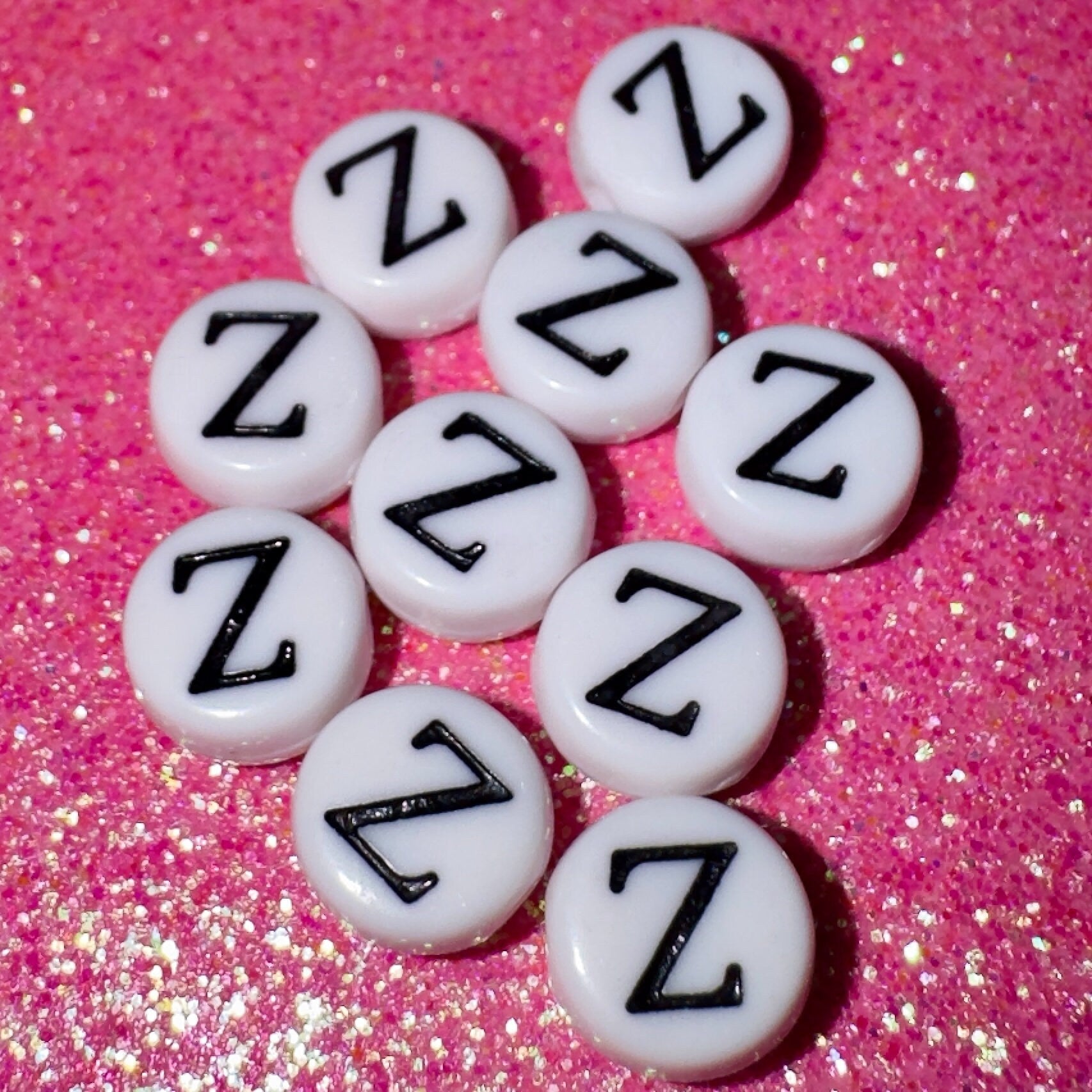 100 Greek Letter Beads: 7mm White Zeta "Z" Beads