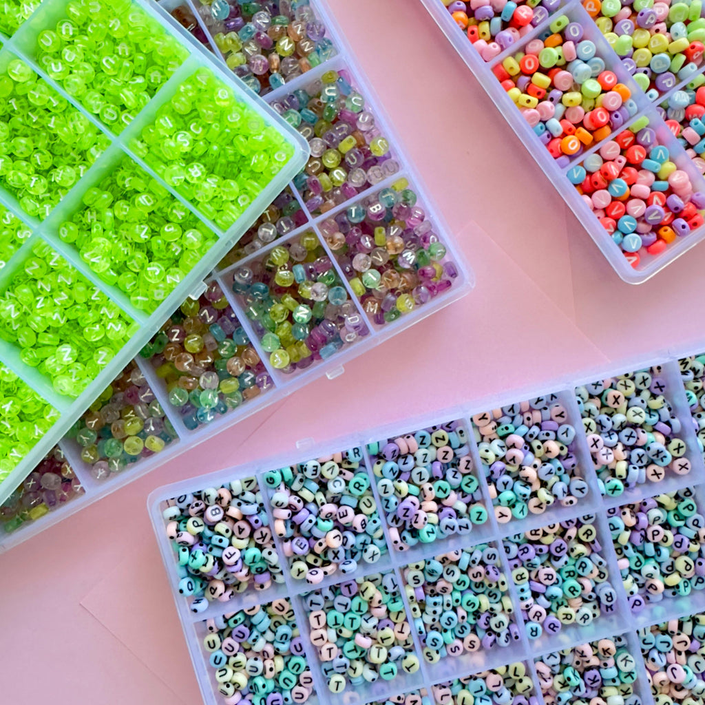 Alphabet Bead Kit (2600 pc): Translucent Green Acrylic Beads for Kandi + DIY Crafts