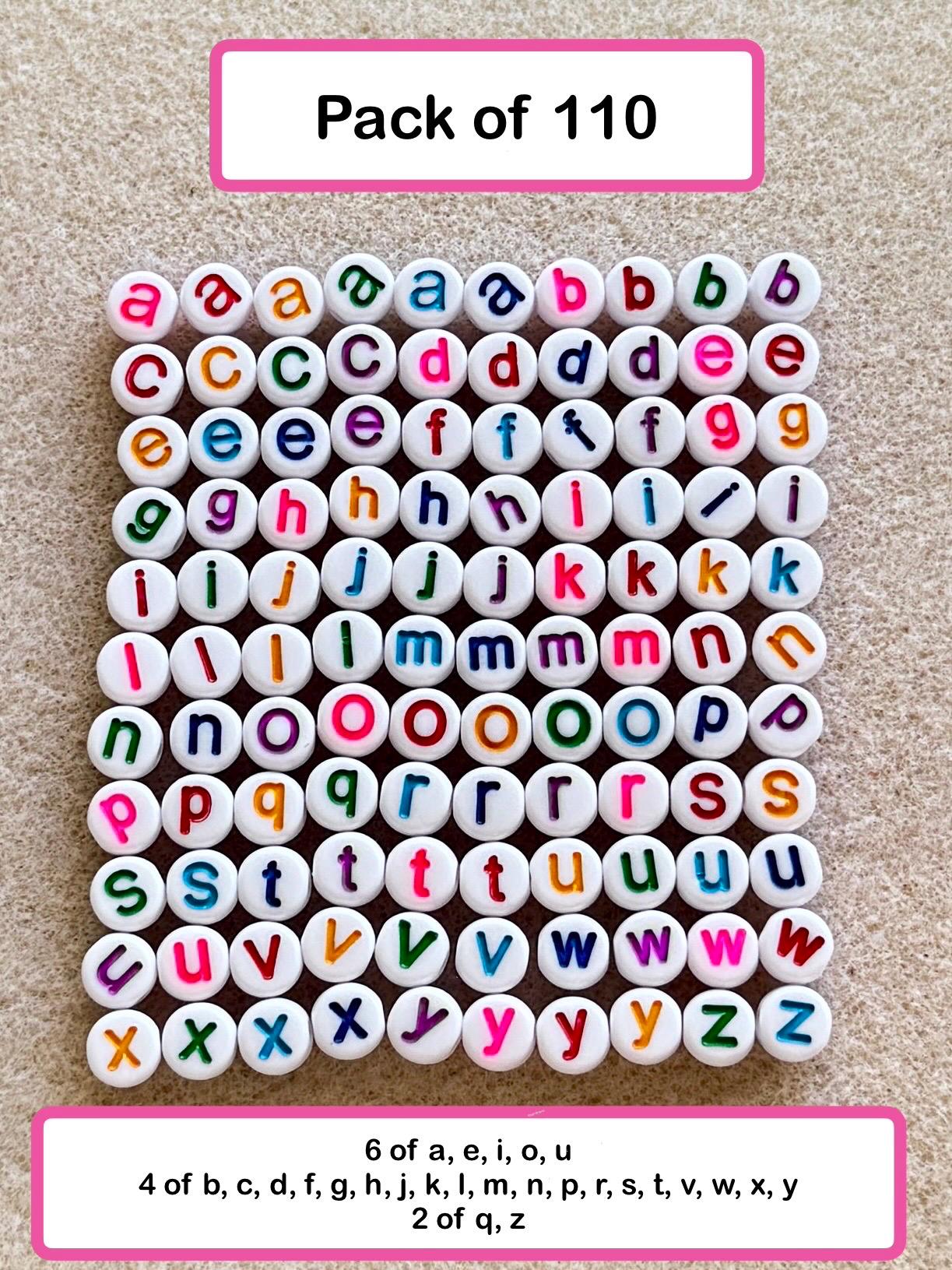 Colorful Lowercase Letter Beads, Acrylic Kandi Supplies (7mm, 100 Pieces)