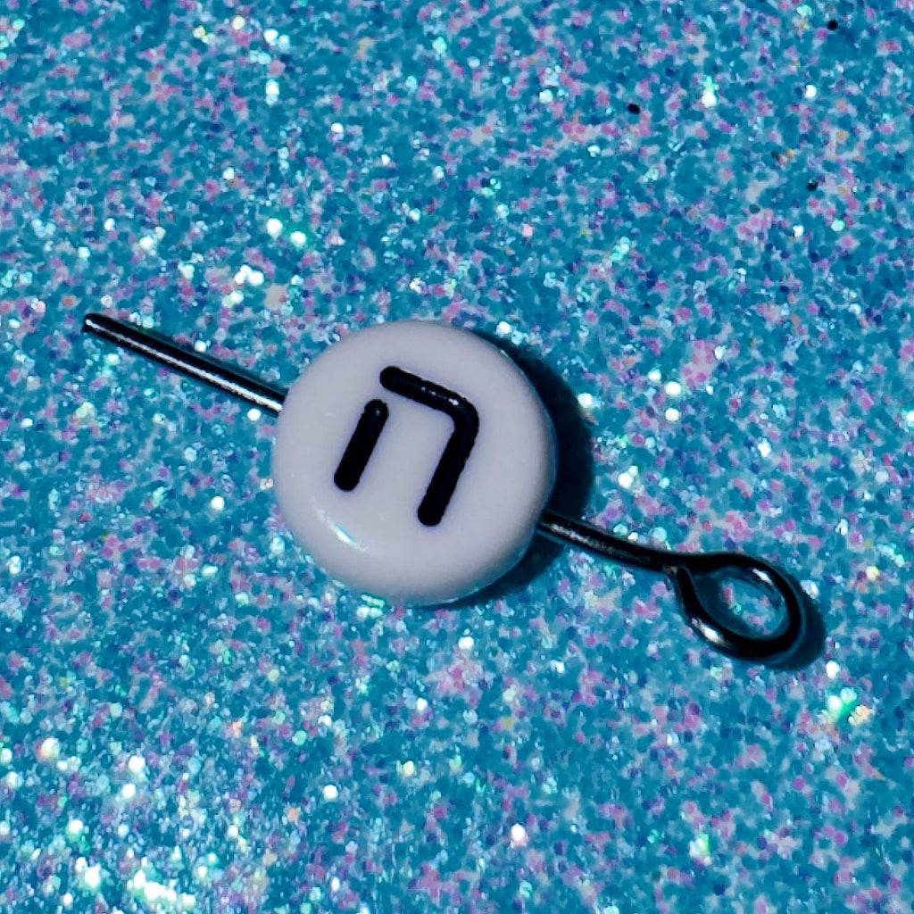 Hebrew Letter Beads, White Acrylic, Black Writing, Full Aleph-Bet, 5 Sets (135 pcs), 7x4mm Hole: 1mm