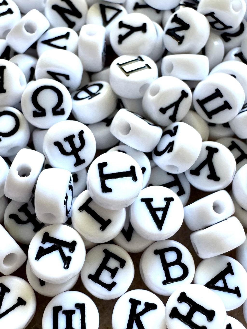 Greek Letter Beads, Sorority Fraternity Jewelry (7x4mm)