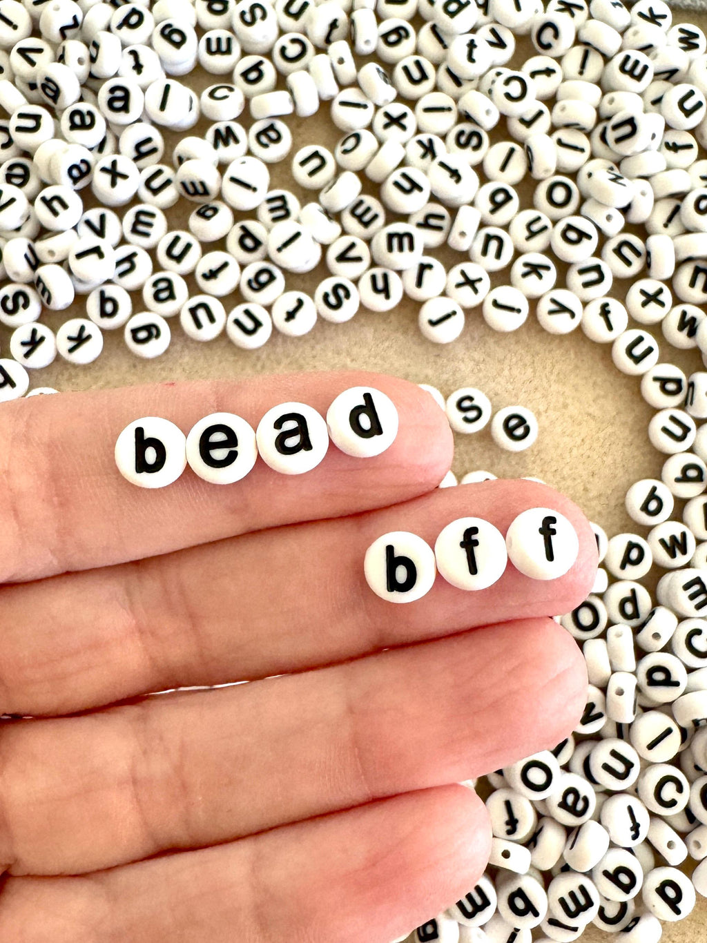 Lowercase White Acrylic Letter Beads, 7x4mm, DIY Jewelry, 5/10 pcs of Same Letter