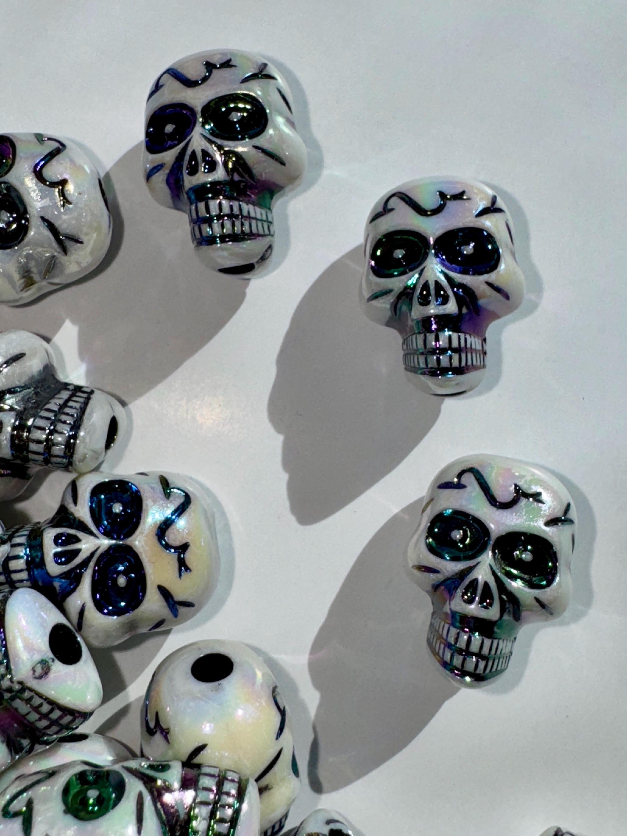 10 Pieces 23mm Skull Beads, Hole: 3.8mm for Spooky Rave DIY Jewelry
