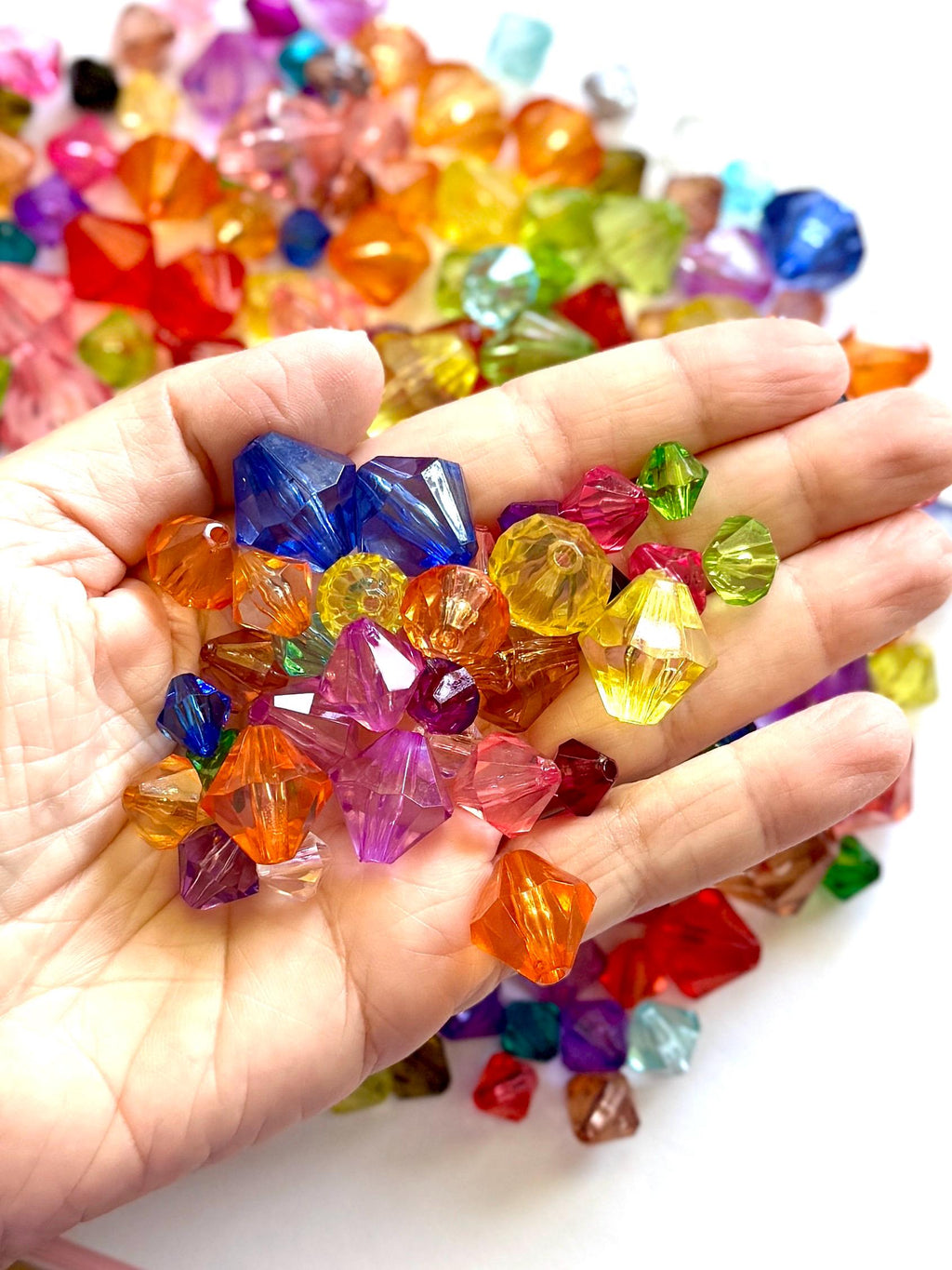 50g Acrylic Bicone Beads Lot, DIY Jewelry Supplies (10-18mm)