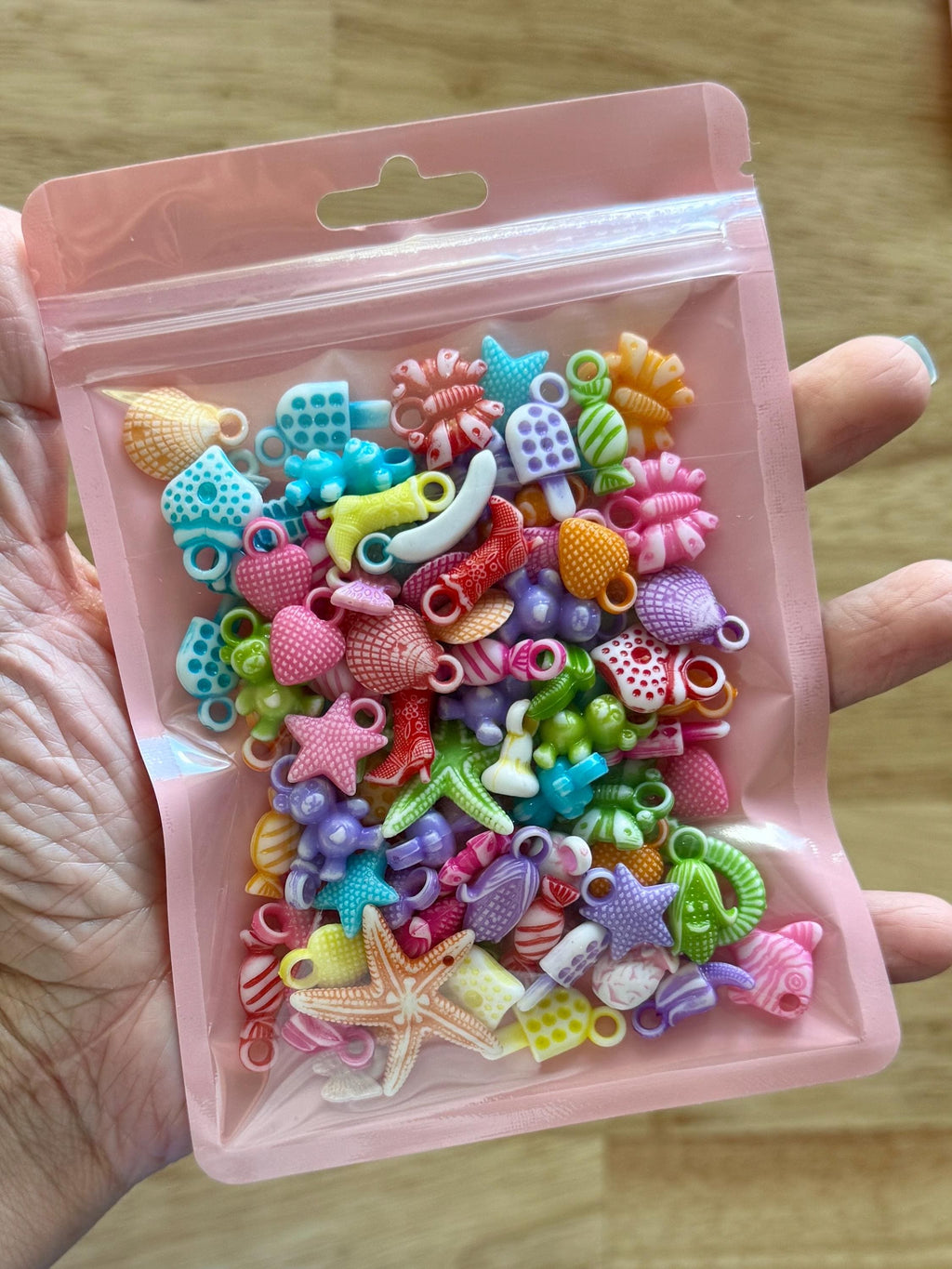 Charm Bags! Mystery Kawaii Kandi Kidcore Rainbow Bags of Charms, Scoop, 100 pcs