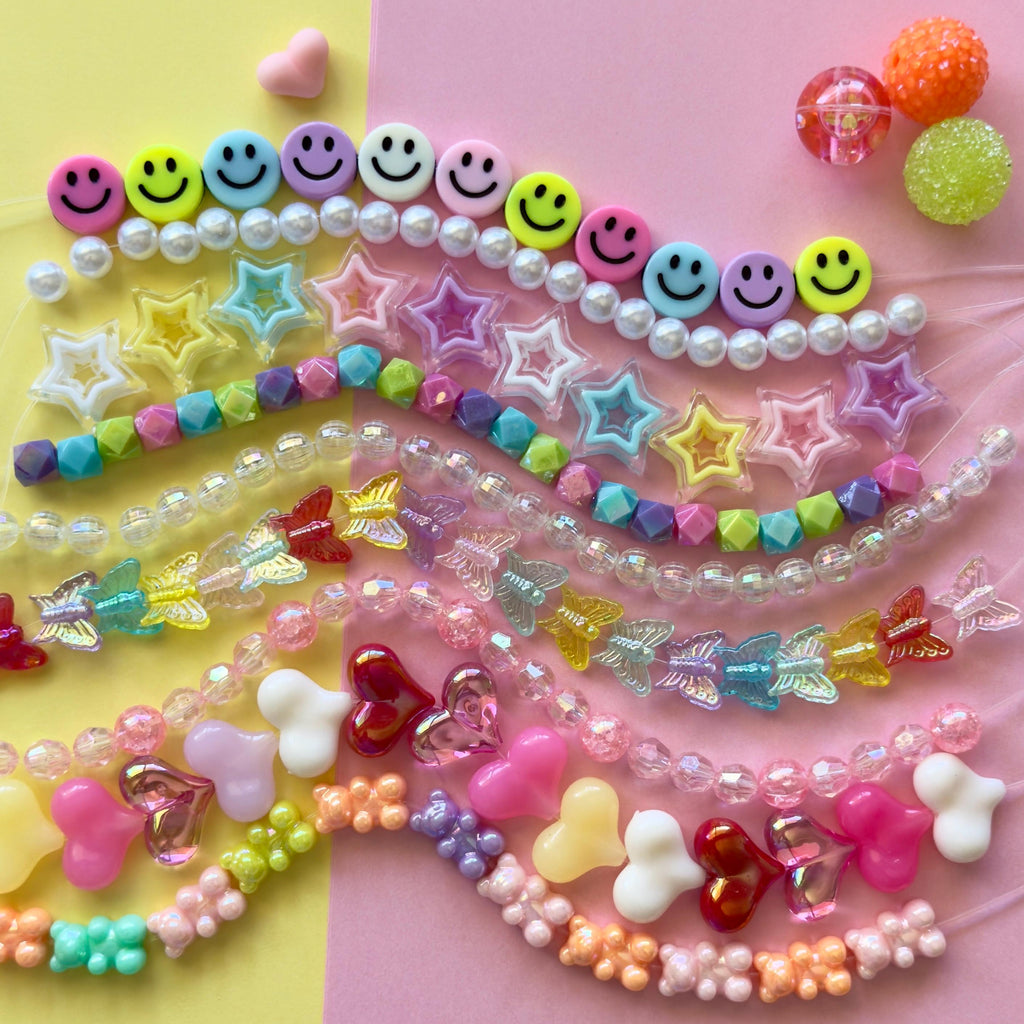 15mm Pastel Smiley Face Beads: Y2K Kawaii Acrylic Beads, 20 pcs