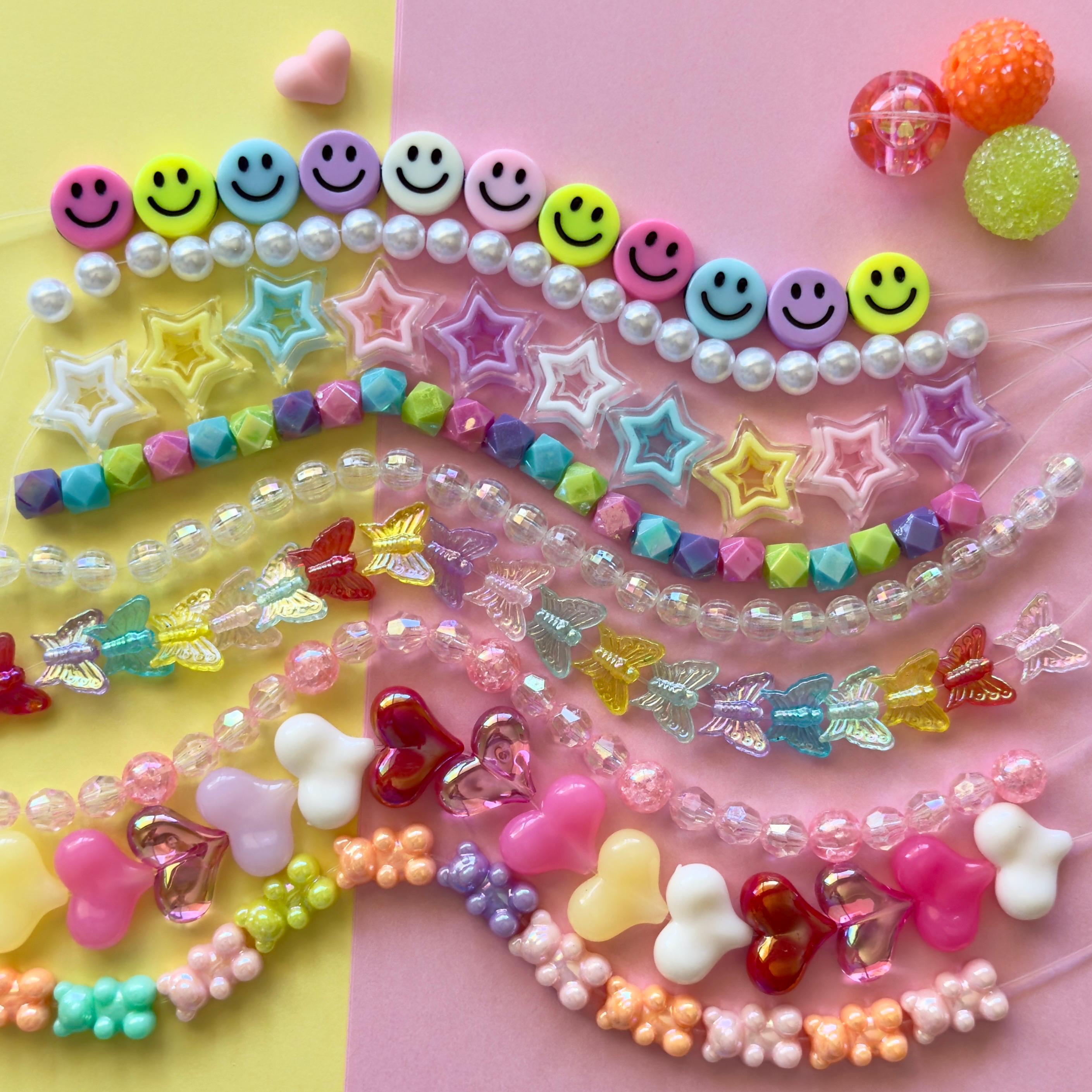 15mm Pastel Smiley Face Beads: Y2K Kawaii Acrylic Beads, 20 pcs