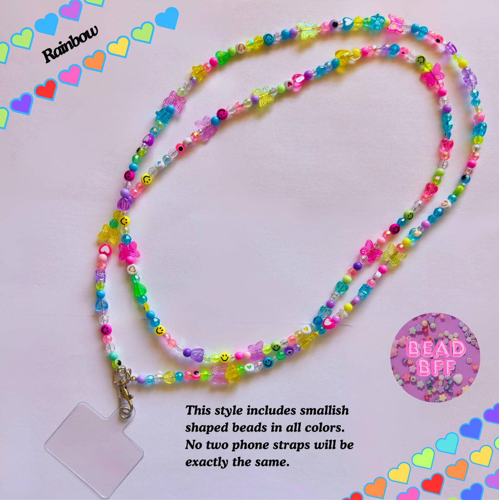Custom Beaded Phone Strap: Y2K Kandi Kidcore Crossbody, 27"