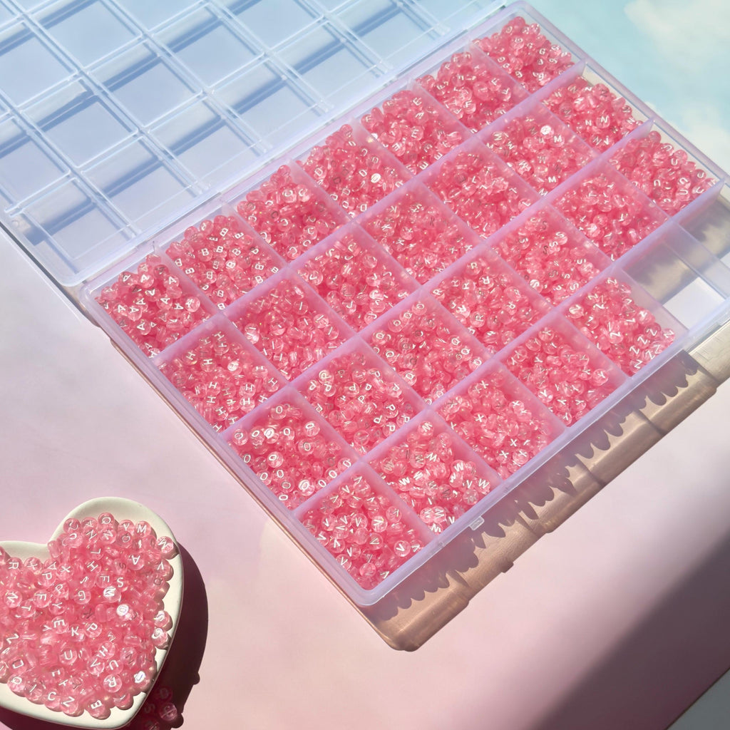 Pink Alphabet Bead Kit (2600 pc): Acrylic Letter Beads for Kandi & Friendship Bracelets