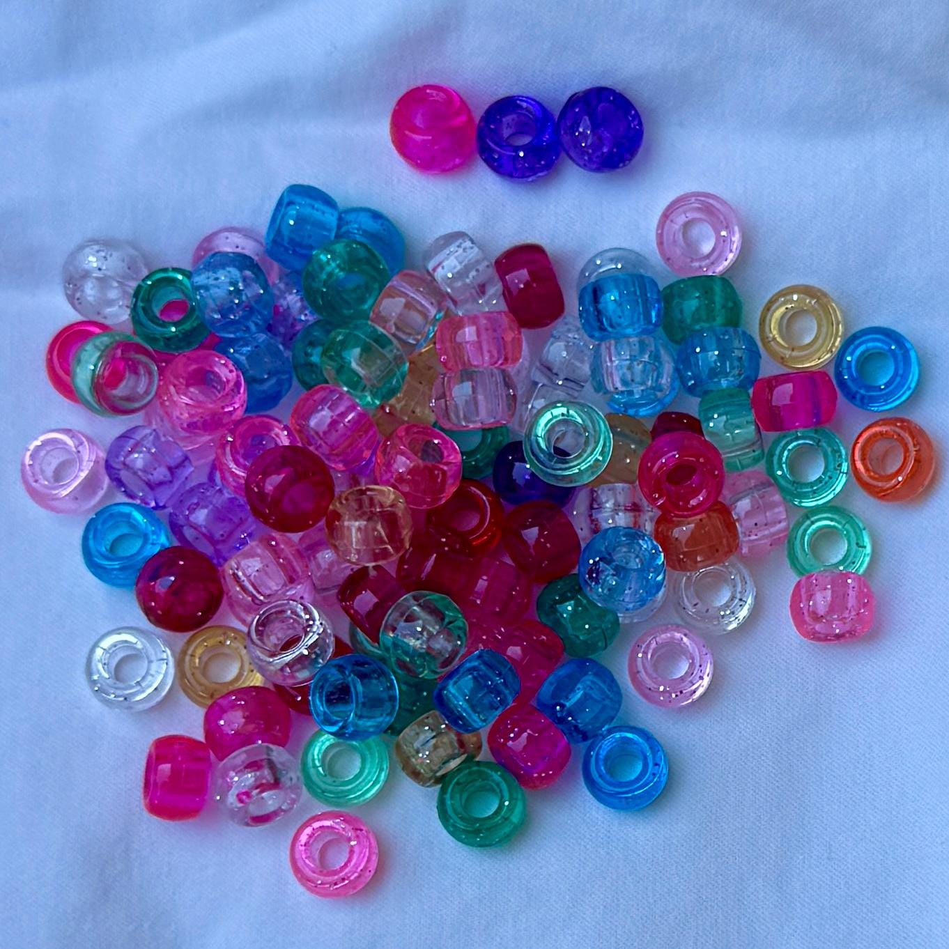 100 pcs Glitter Pony Beads, 9x6mm, Hole: 3.5mm