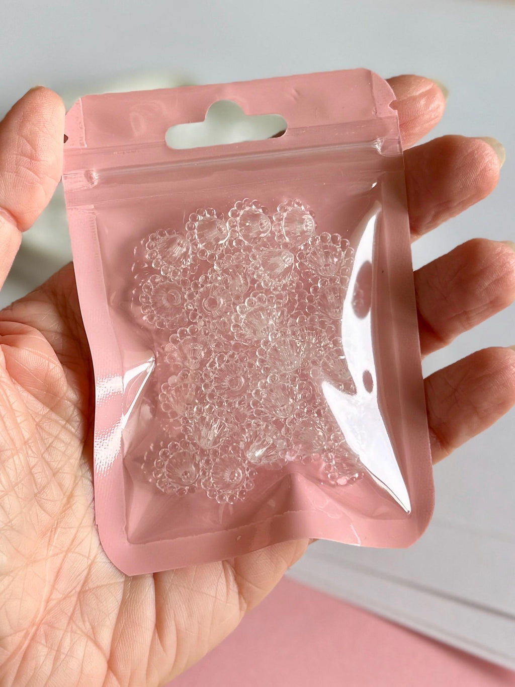 Flower Bicone Beads, Clear, Acrylic, 30/60 pcs. 12x9mm, Hole: 2mm
