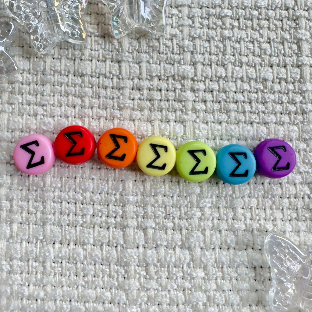 Colorful Greek Letter Beads: Sorority Fraternity DIY Bracelets (7x4mm, 10pcs)